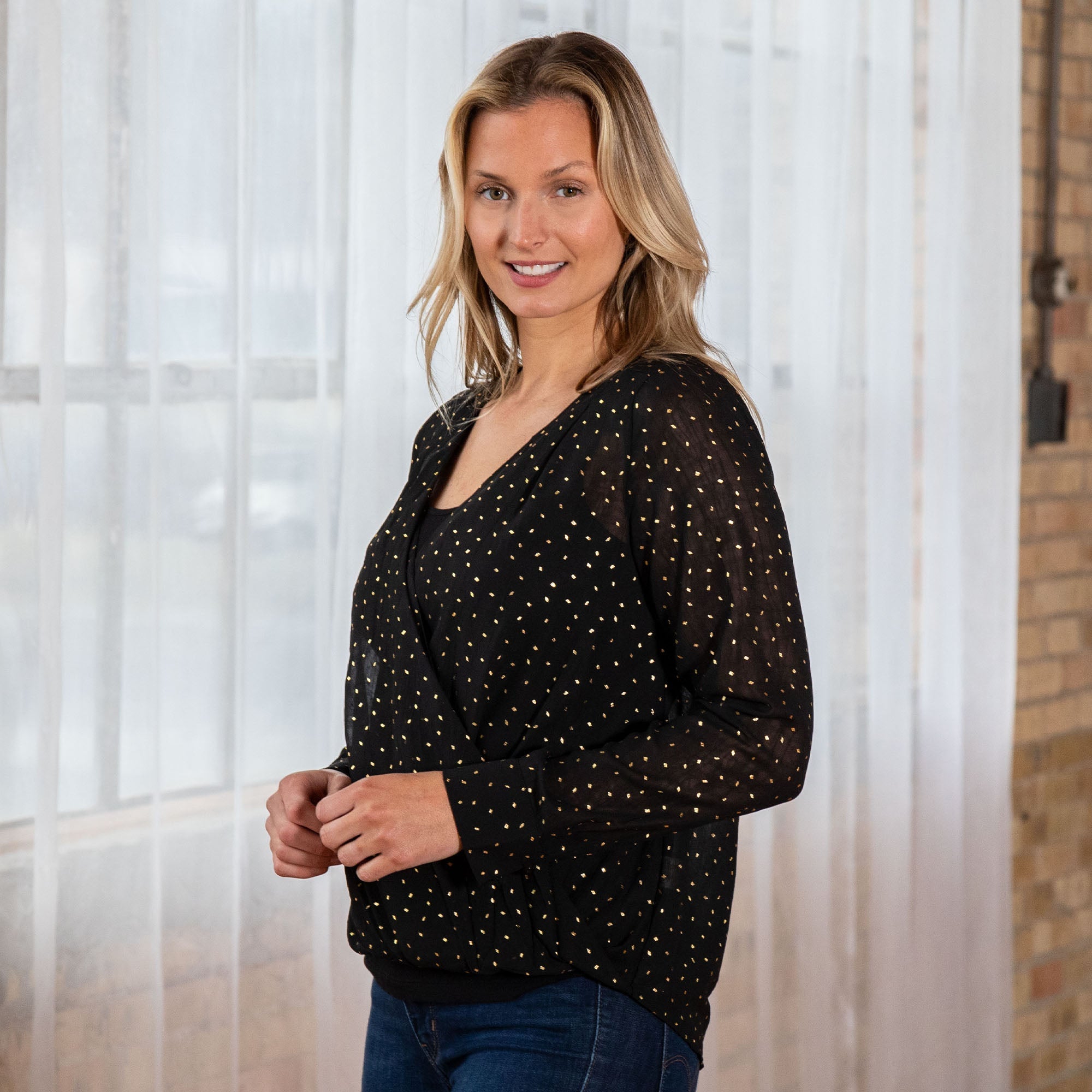 Black & Gold Sheer Blouse - Aaria Tees Aaria Tees