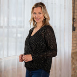 Black & Gold Sheer Blouse - Aaria Tees Aaria Tees