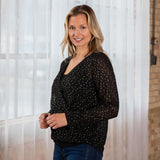Black & Gold Sheer Blouse - Aaria Tees Aaria Tees
