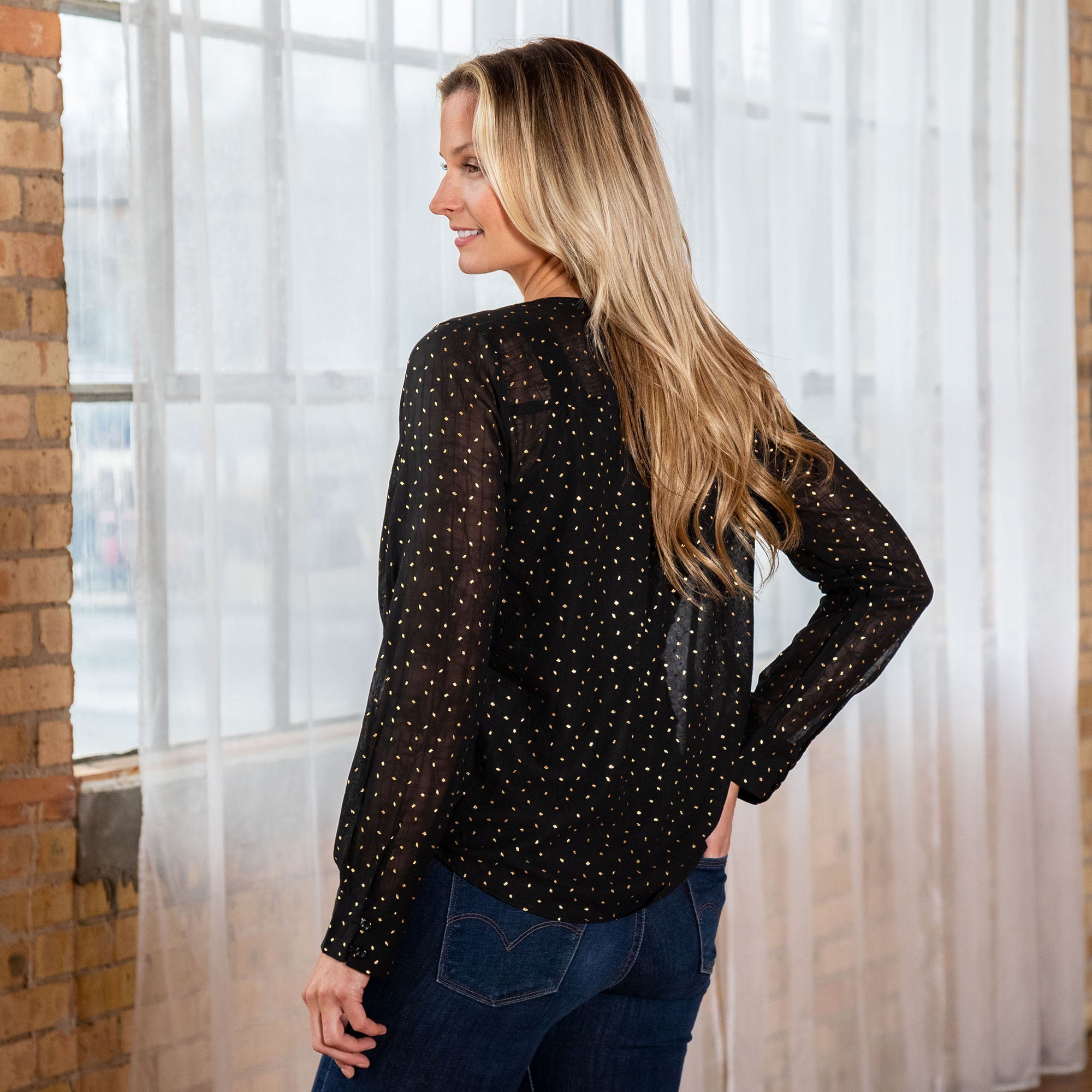 Black & Gold Sheer Blouse - Aaria Tees Aaria Tees