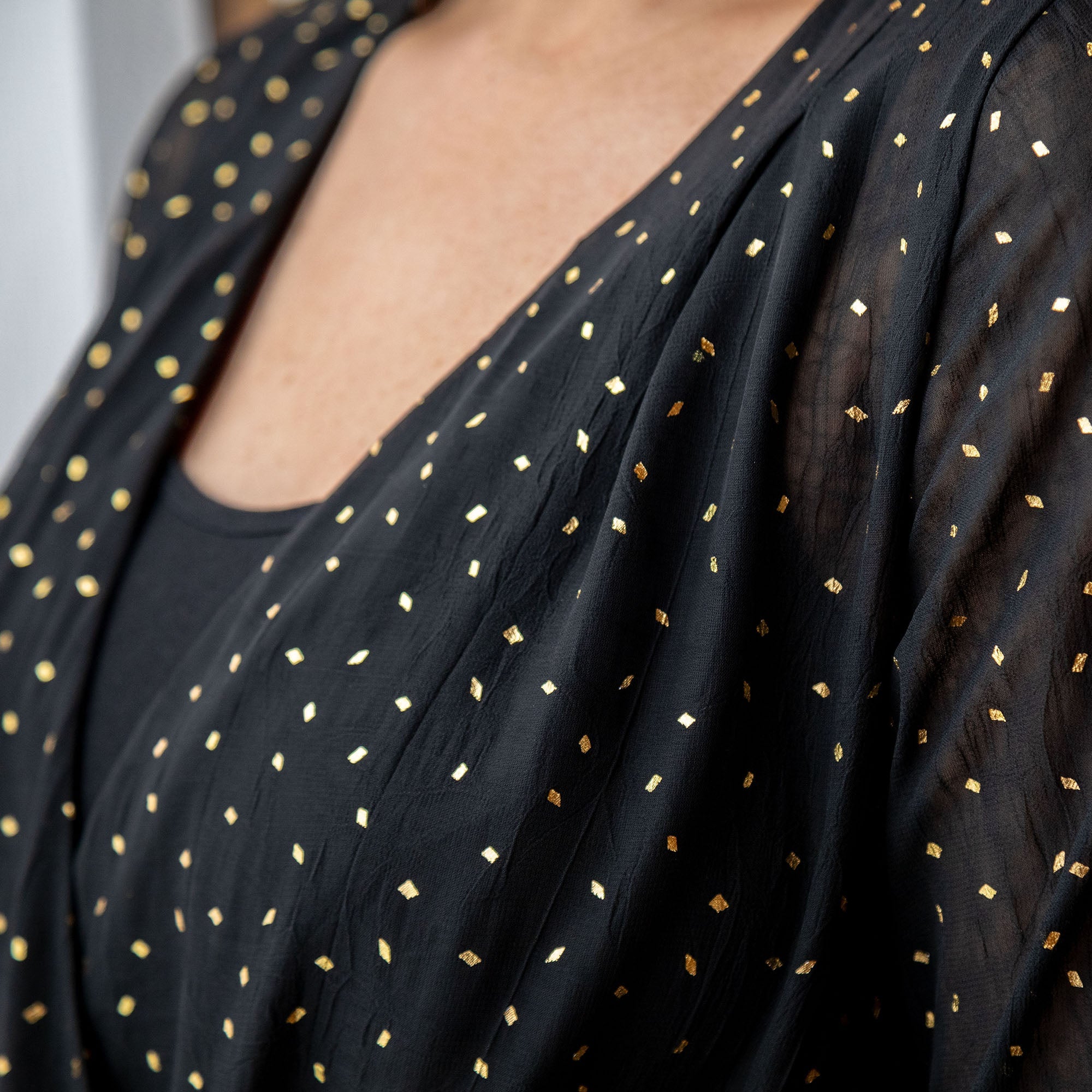 Black & Gold Sheer Blouse - Aaria Tees Aaria Tees