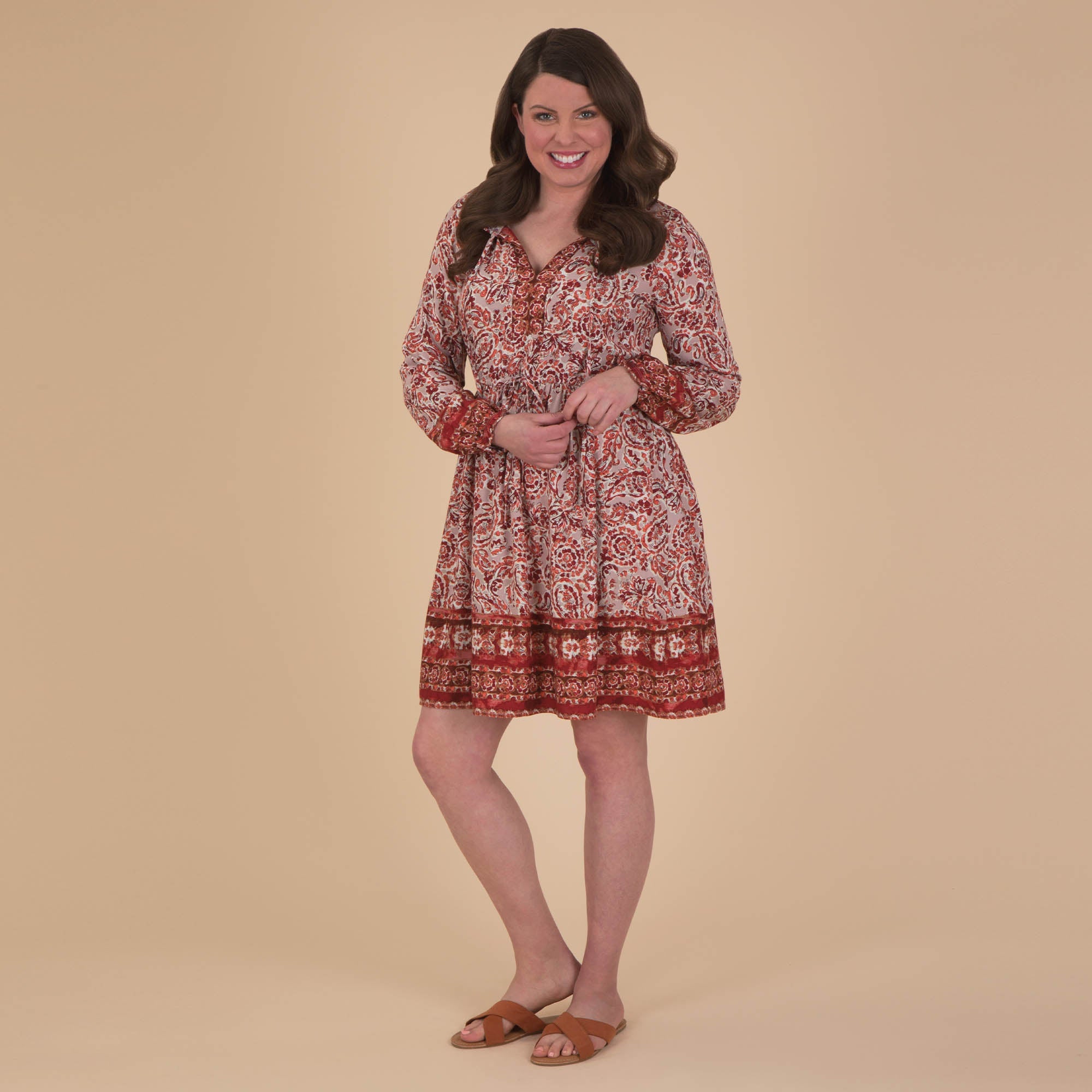 Romantic Floral Border Print Dress - Aaria Tees Aaria Tees