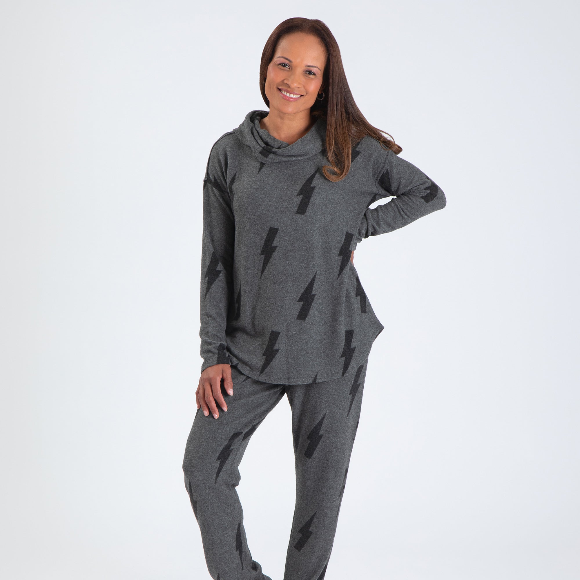 Lightning Bolt Cowl Neck Sweater - Aaria Tees Aaria Tees