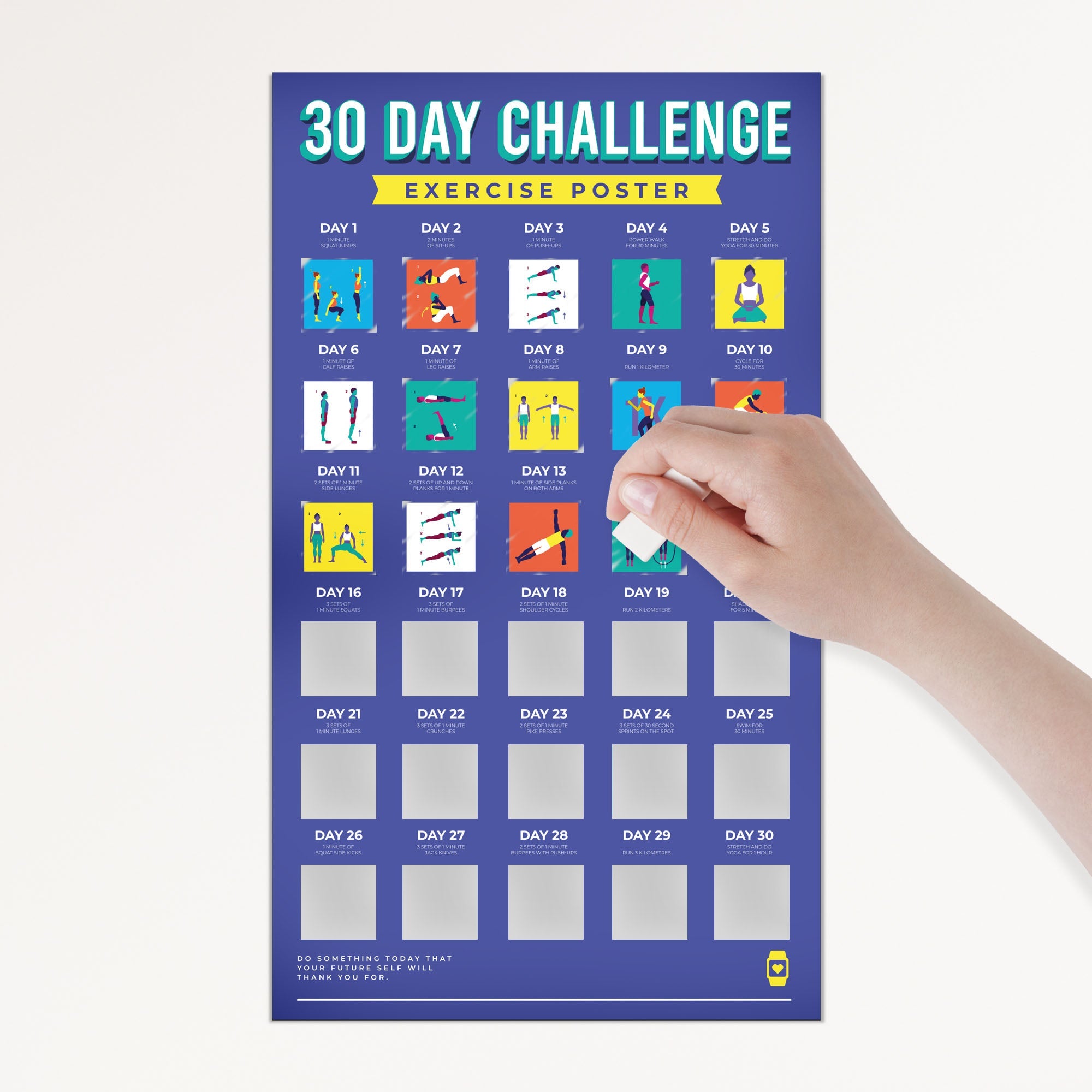 Thirty Day Challenge Scratch Poster - Aaria Tees Aaria Tees