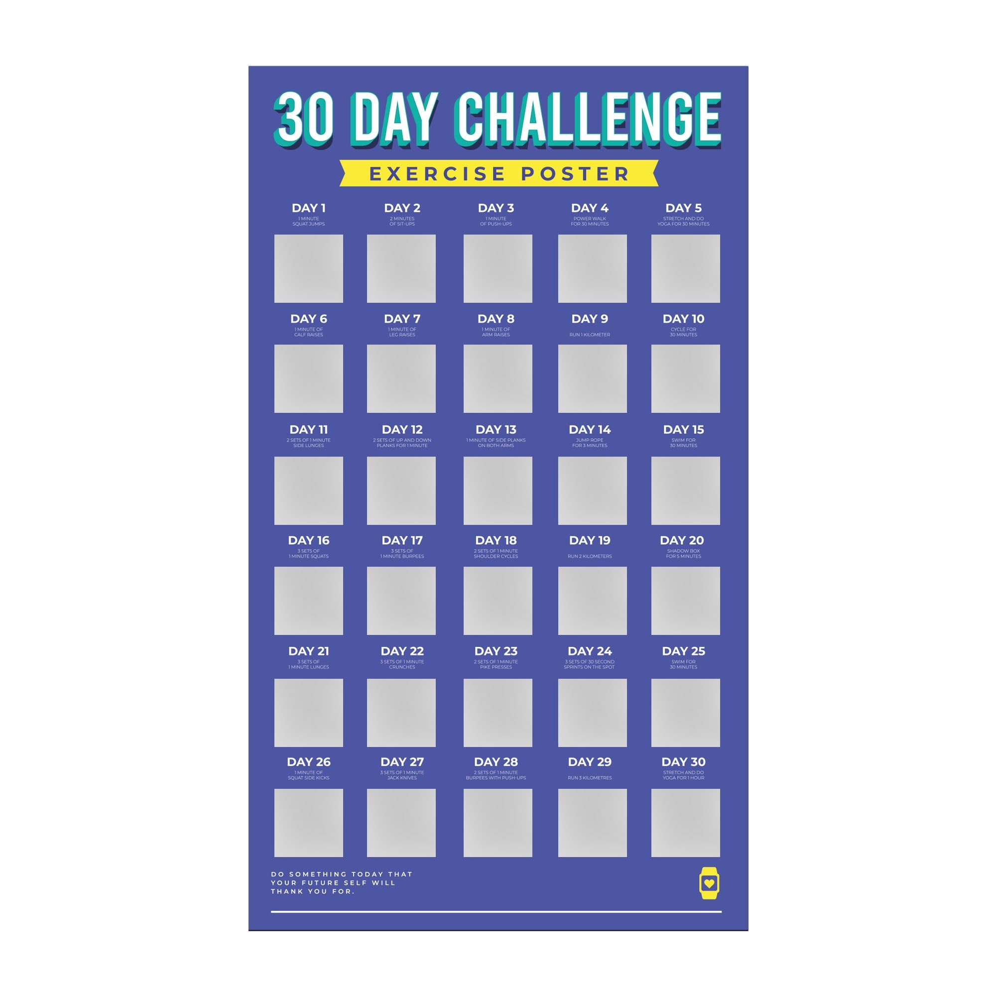 Thirty Day Challenge Scratch Poster - Aaria Tees Aaria Tees