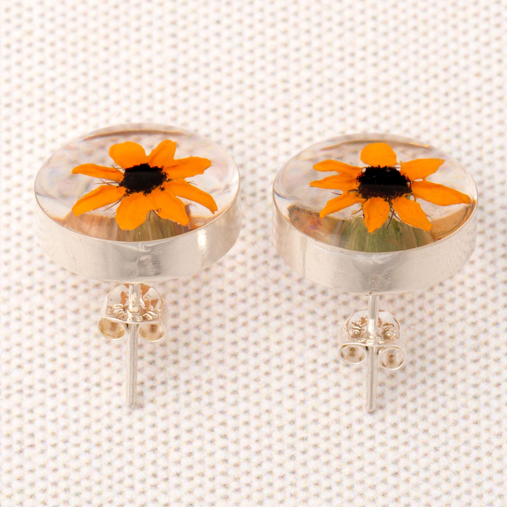 Real Sunflower & Sterling Post Earrings - Aaria Tees Aaria Tees