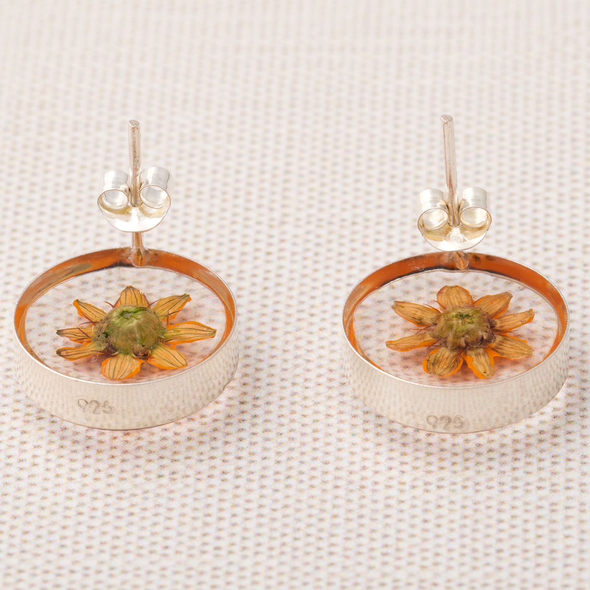 Real Sunflower & Sterling Post Earrings - Aaria Tees Aaria Tees