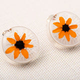 Real Sunflower & Sterling Post Earrings - Aaria Tees Aaria Tees