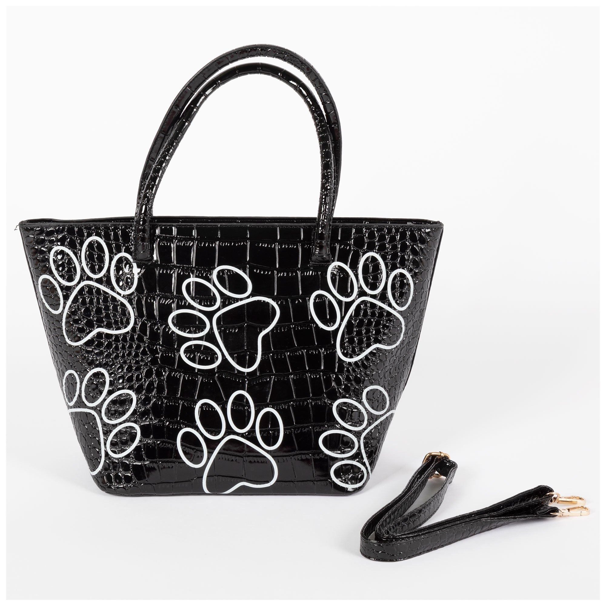 Patterned Paw Faux Leather Handbag - Aaria Tees Aaria Tees