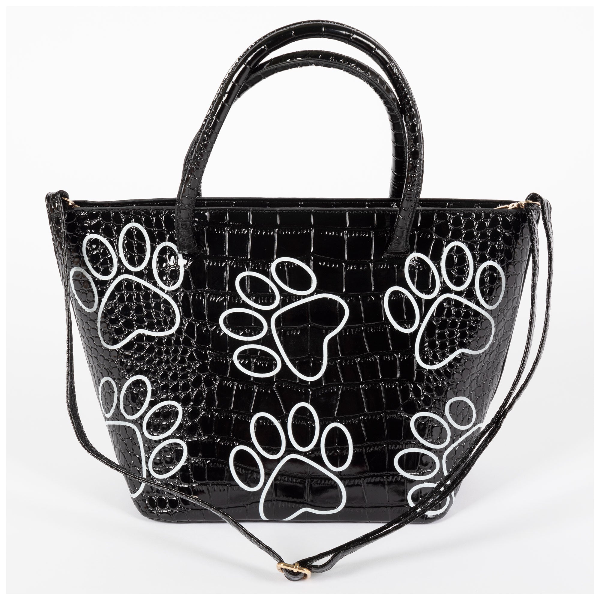 Patterned Paw Faux Leather Handbag - Aaria Tees Aaria Tees