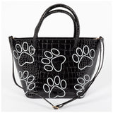 Patterned Paw Faux Leather Handbag - Aaria Tees Aaria Tees