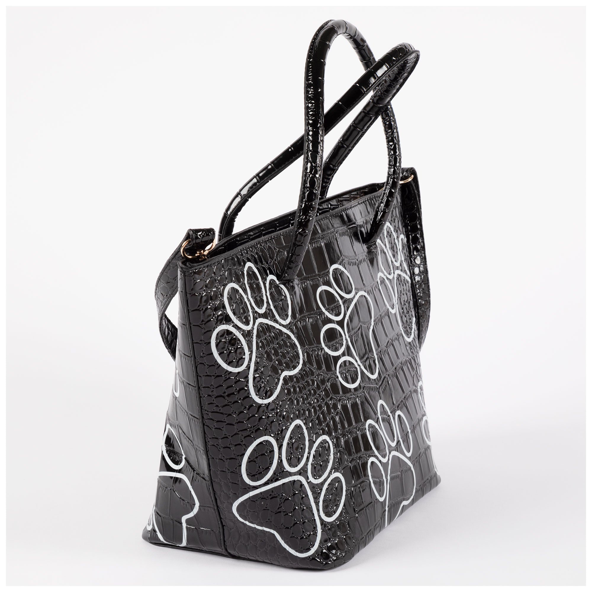 Patterned Paw Faux Leather Handbag - Aaria Tees Aaria Tees