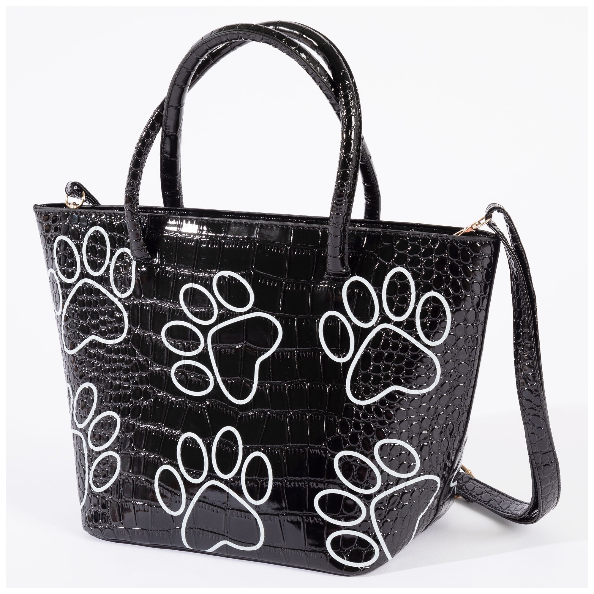 Patterned Paw Faux Leather Handbag - Aaria Tees Aaria Tees