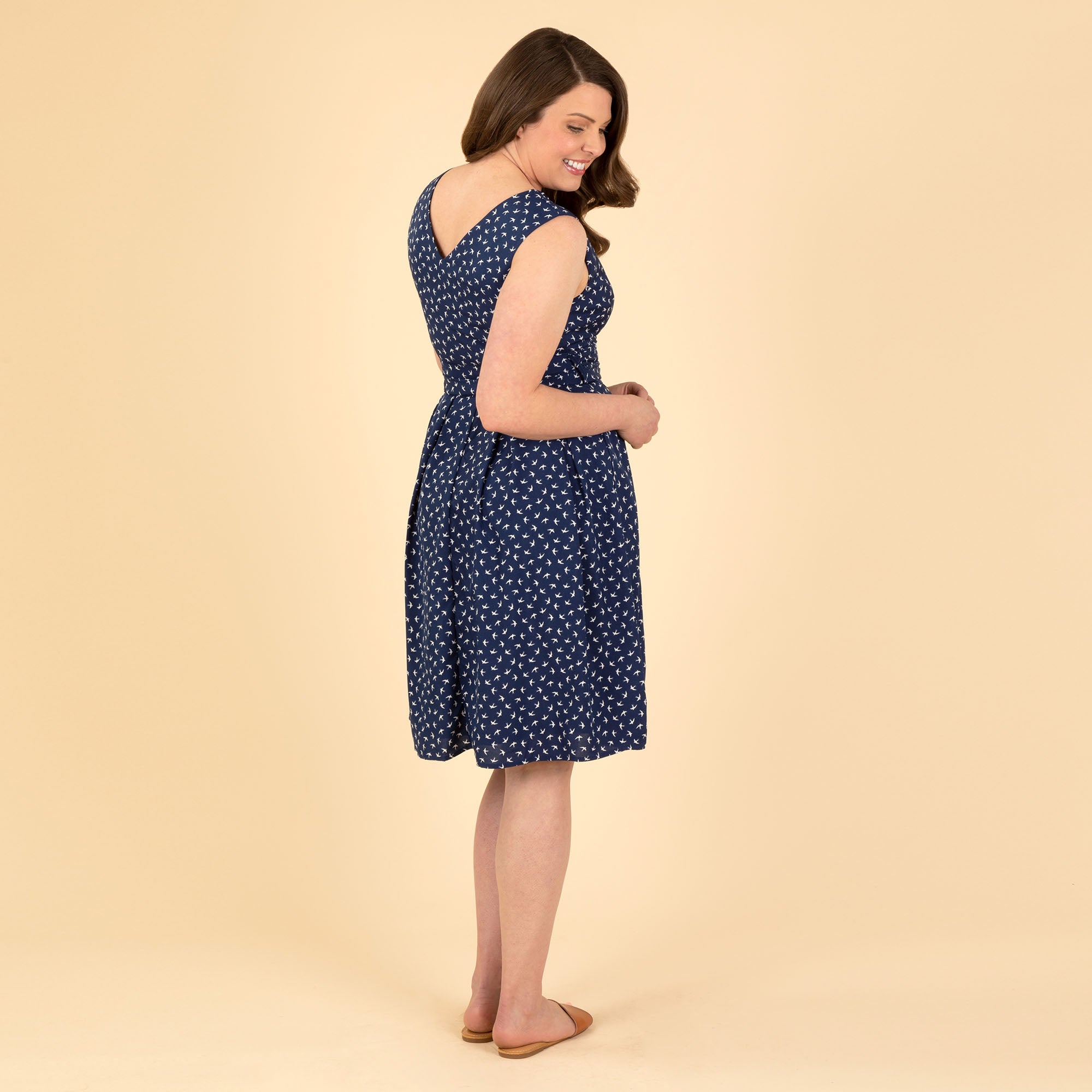 Navy Blue Dove Sleeveless Wrap Dress - Aaria Tees Aaria Tees