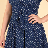Navy Blue Dove Sleeveless Wrap Dress - Aaria Tees Aaria Tees