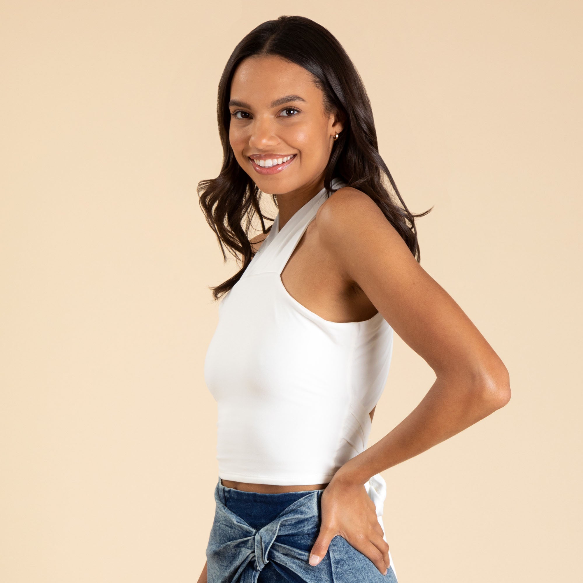 Tie Back Halter Knit Top - Aaria Tees Aaria Tees