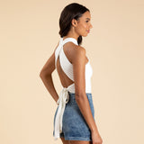 Tie Back Halter Knit Top - Aaria Tees Aaria Tees