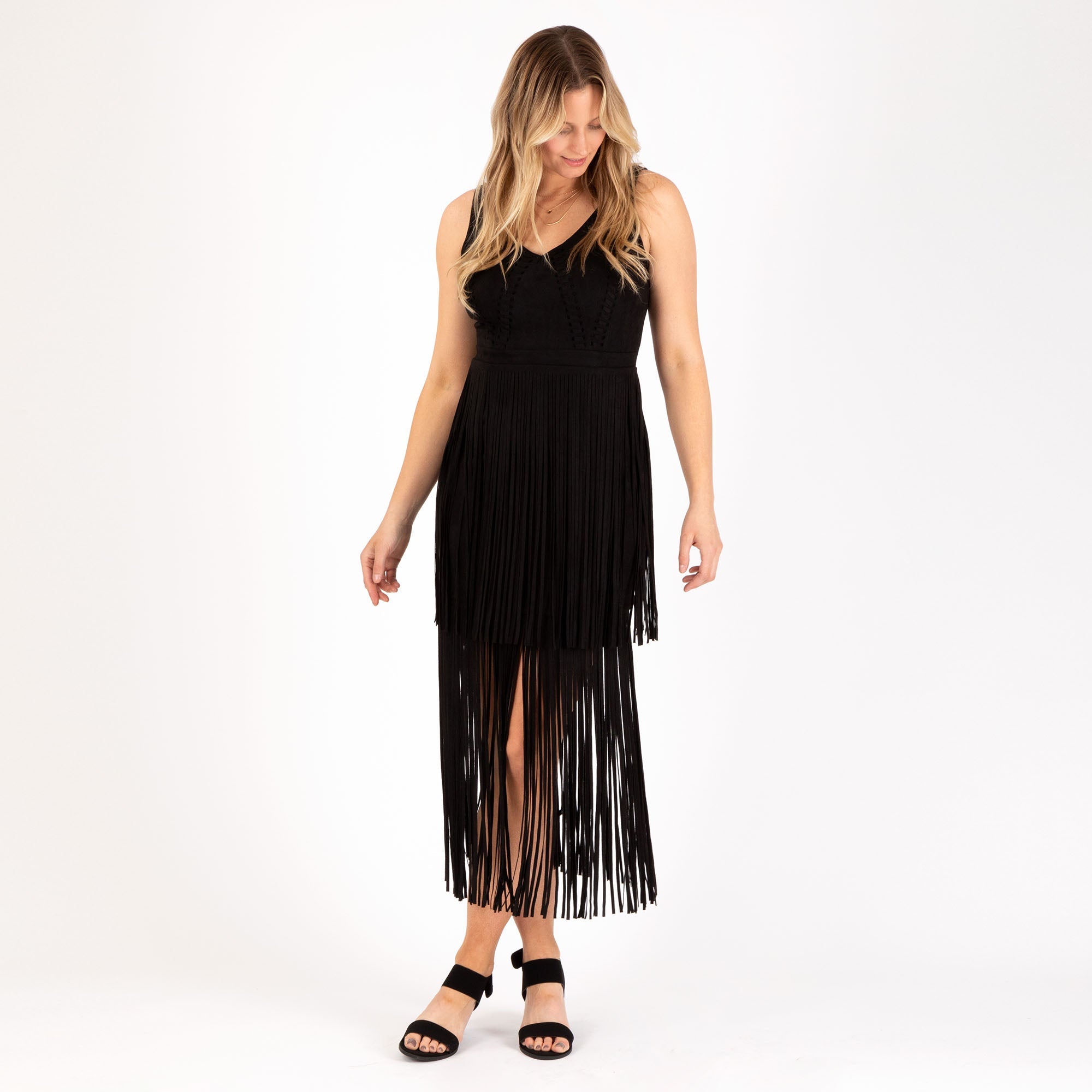 Southern Fringe Faux Suede Dress - Aaria Tees Aaria Tees