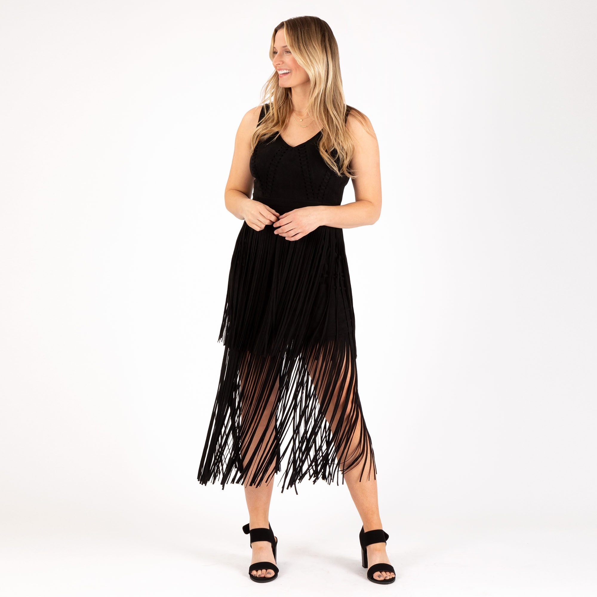 Southern Fringe Faux Suede Dress - Aaria Tees Aaria Tees