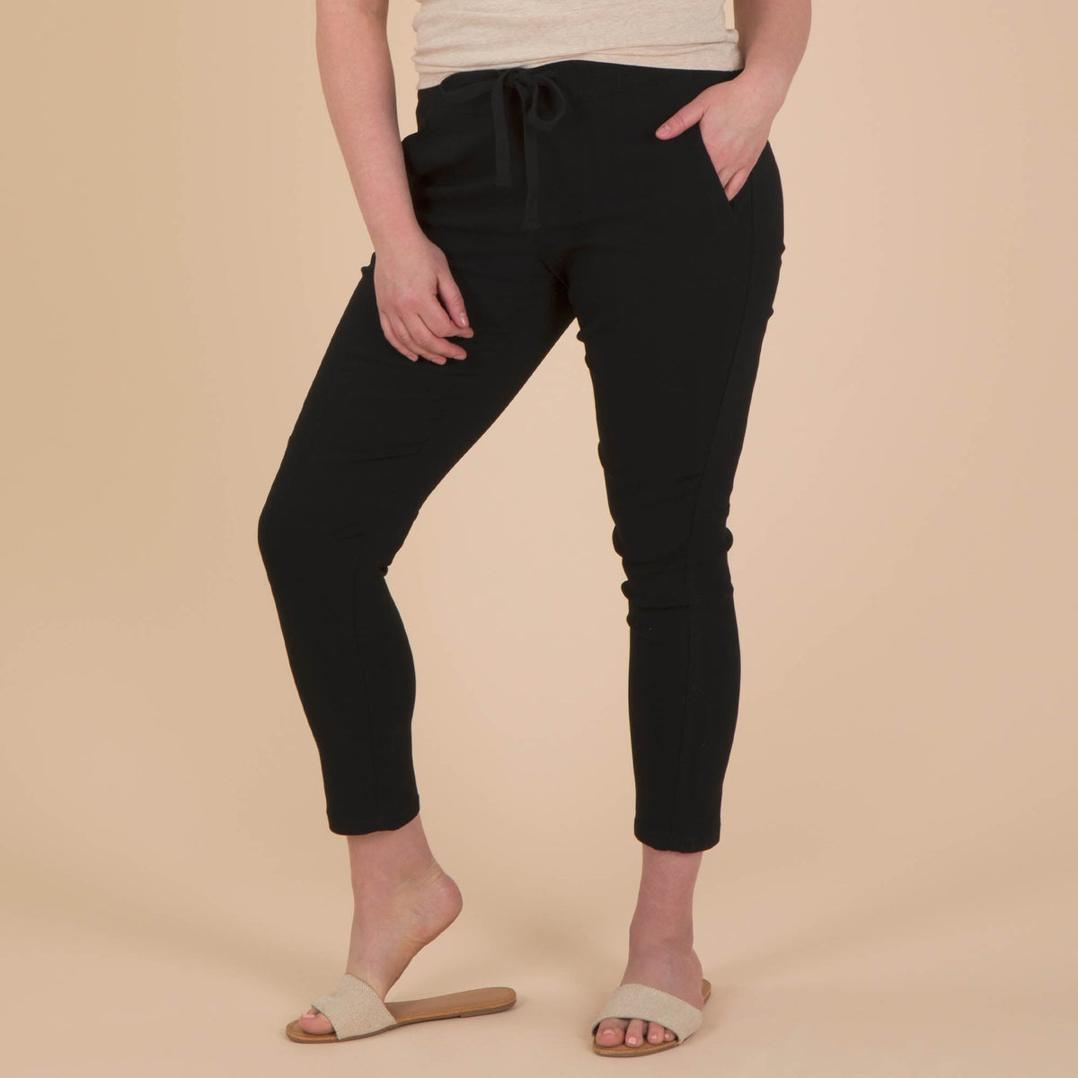 Slim Fit Active Pants with Drawstring Waist - Aaria Tees