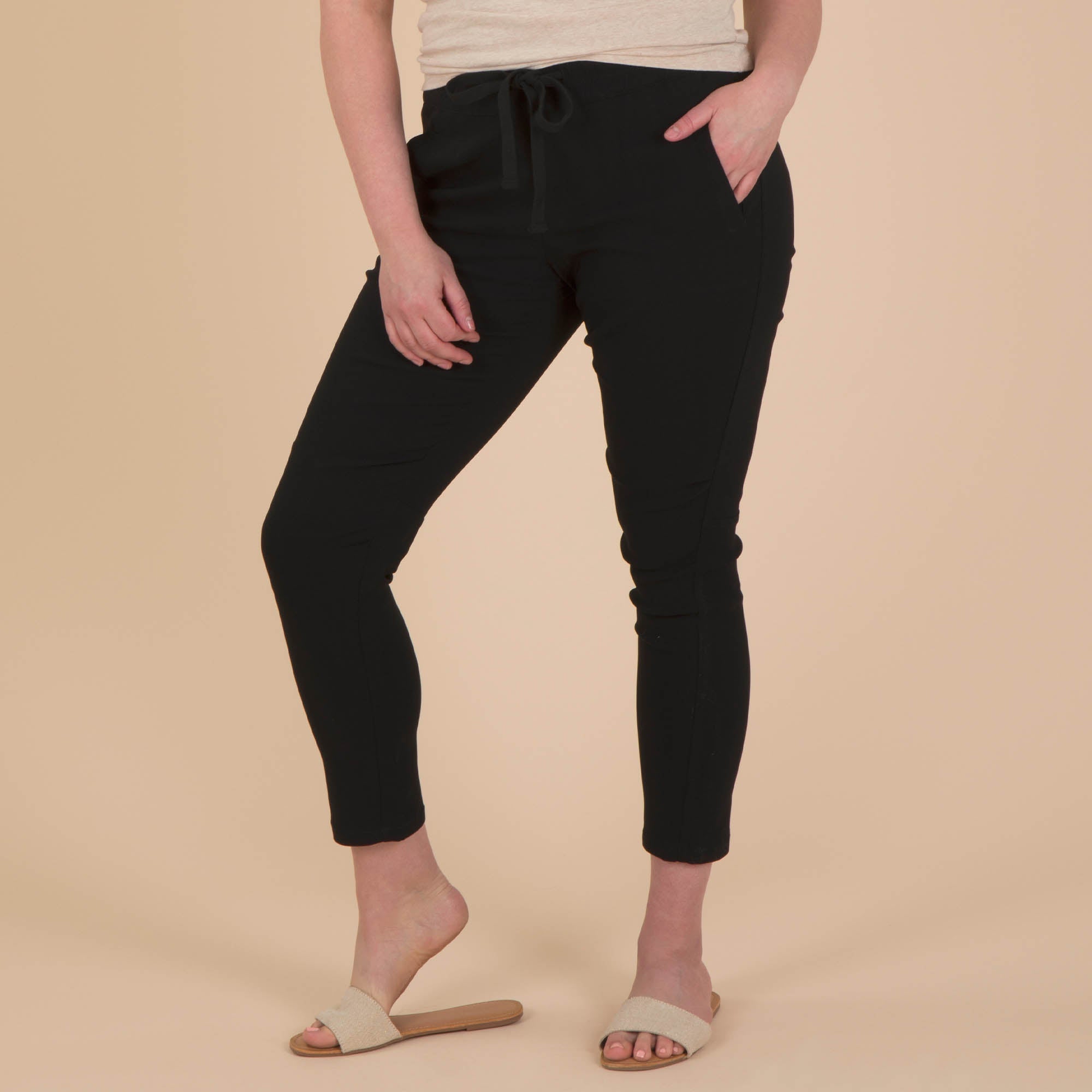 Slim Fit Active Pants with Drawstring Waist - Aaria Tees Aaria Tees