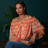 Off-the-Shoulder Concentric Design Top - Aaria Tees Aaria Tees