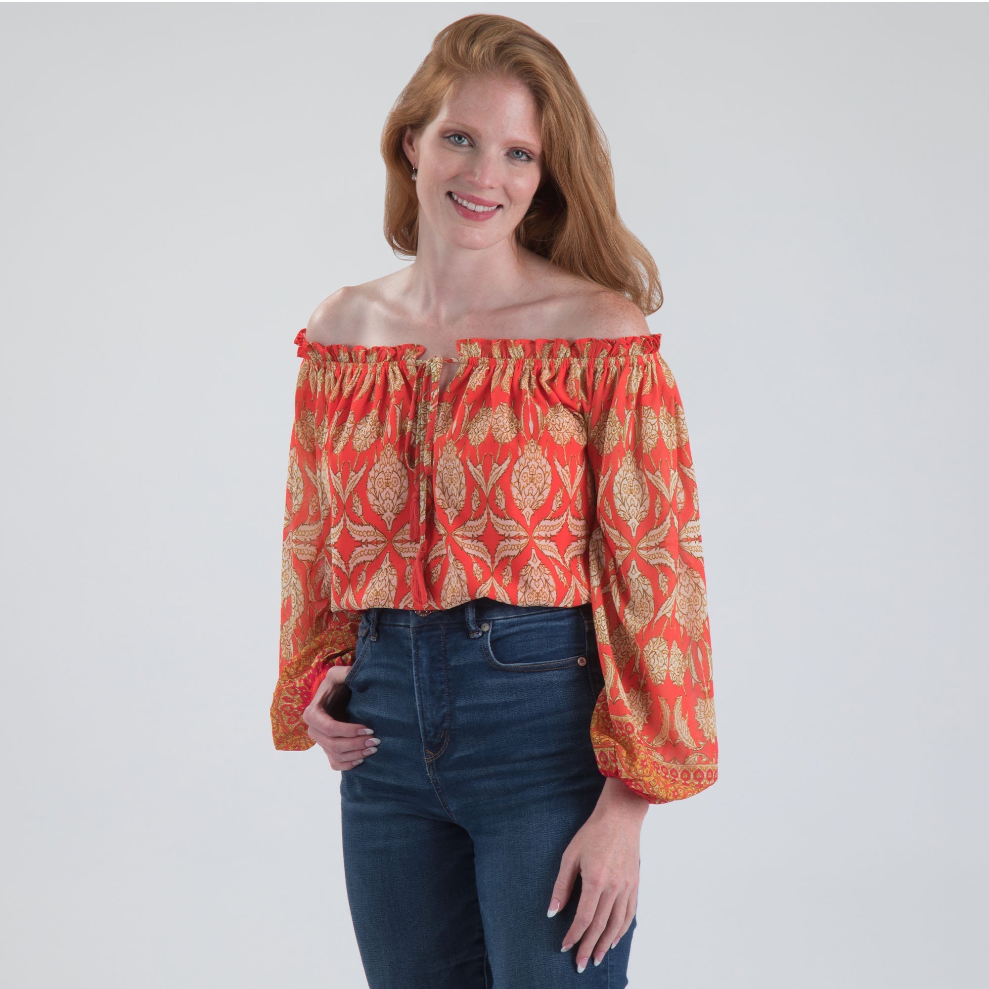 Off-the-Shoulder Concentric Design Top - Aaria Tees Aaria Tees
