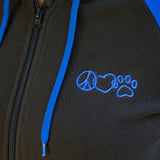 Peace Love Paws Fleece Hooded Zip Up Jacket - Aaria Tees Aaria Tees