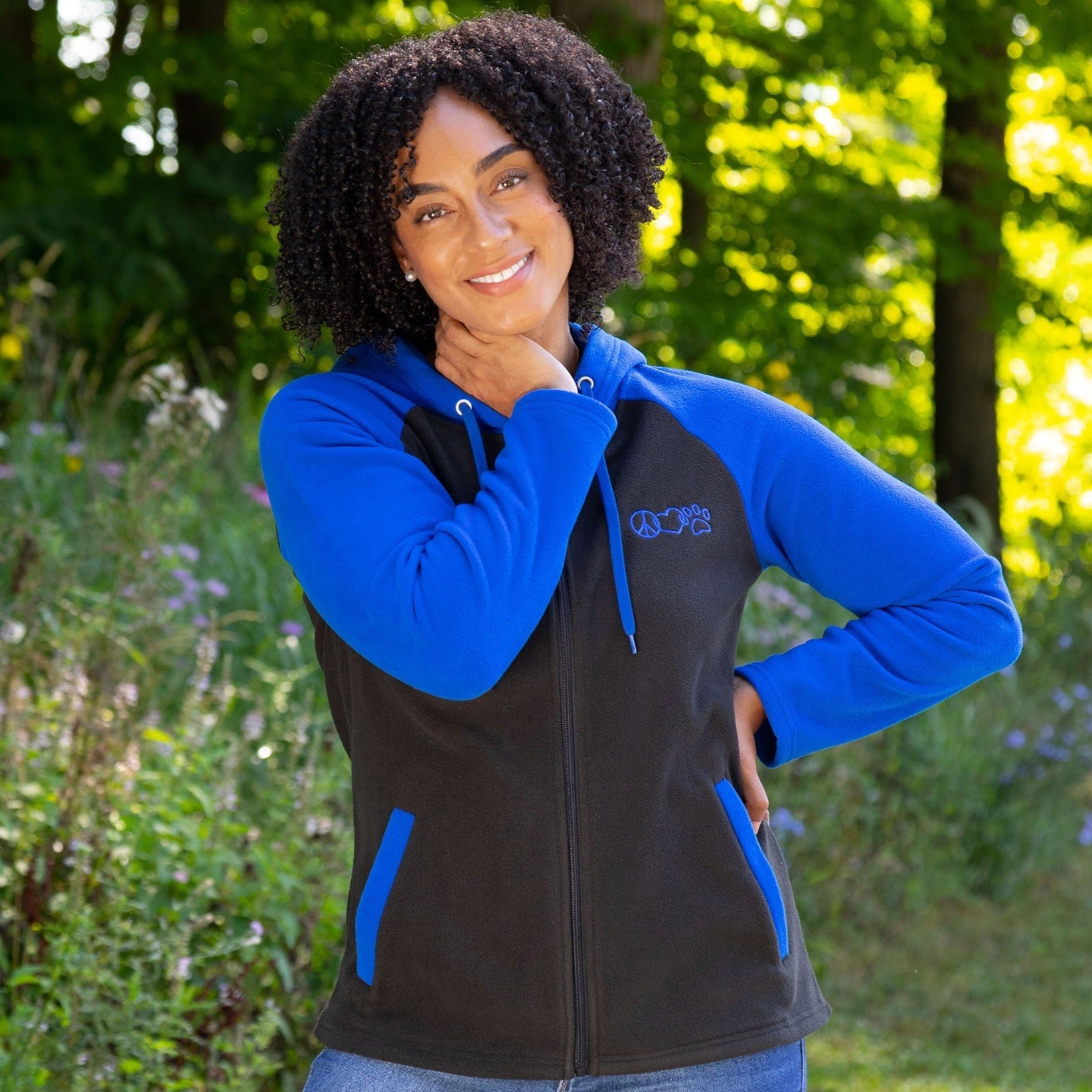 Peace Love Paws Fleece Hooded Zip Up Jacket - Aaria Tees Aaria Tees