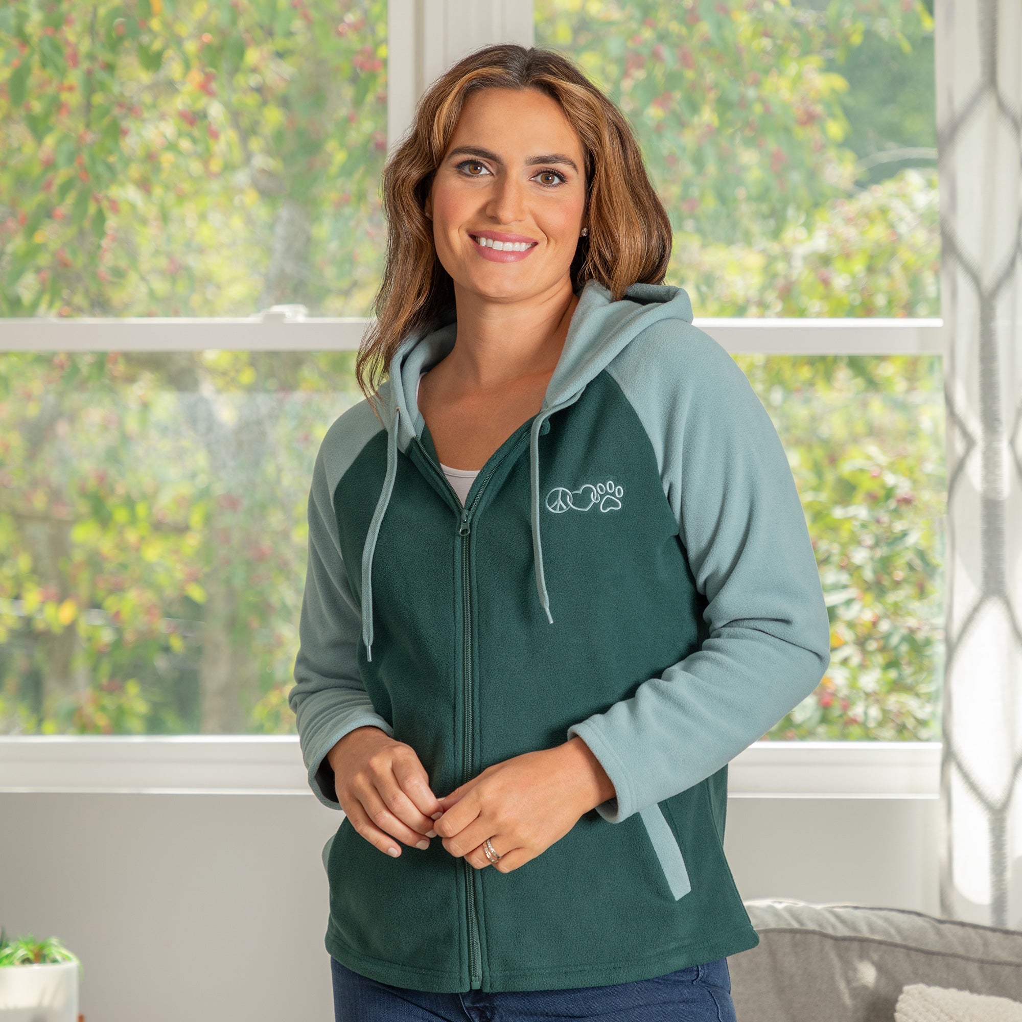 Peace Love Paws Fleece Hooded Zip Up Jacket - Aaria Tees Aaria Tees