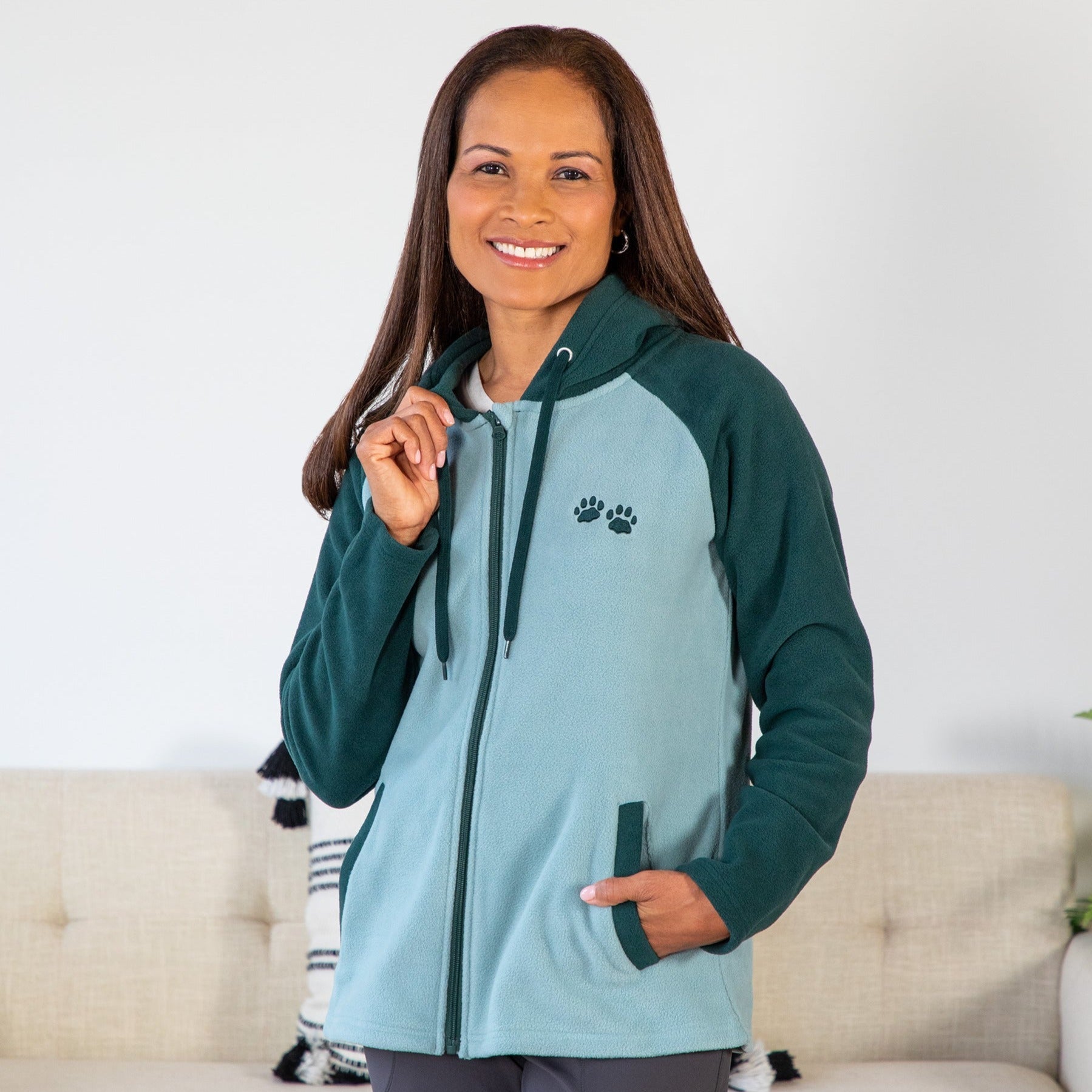 Paw Print Raglan Fleece Jacket - Aaria Tees Aaria Tees