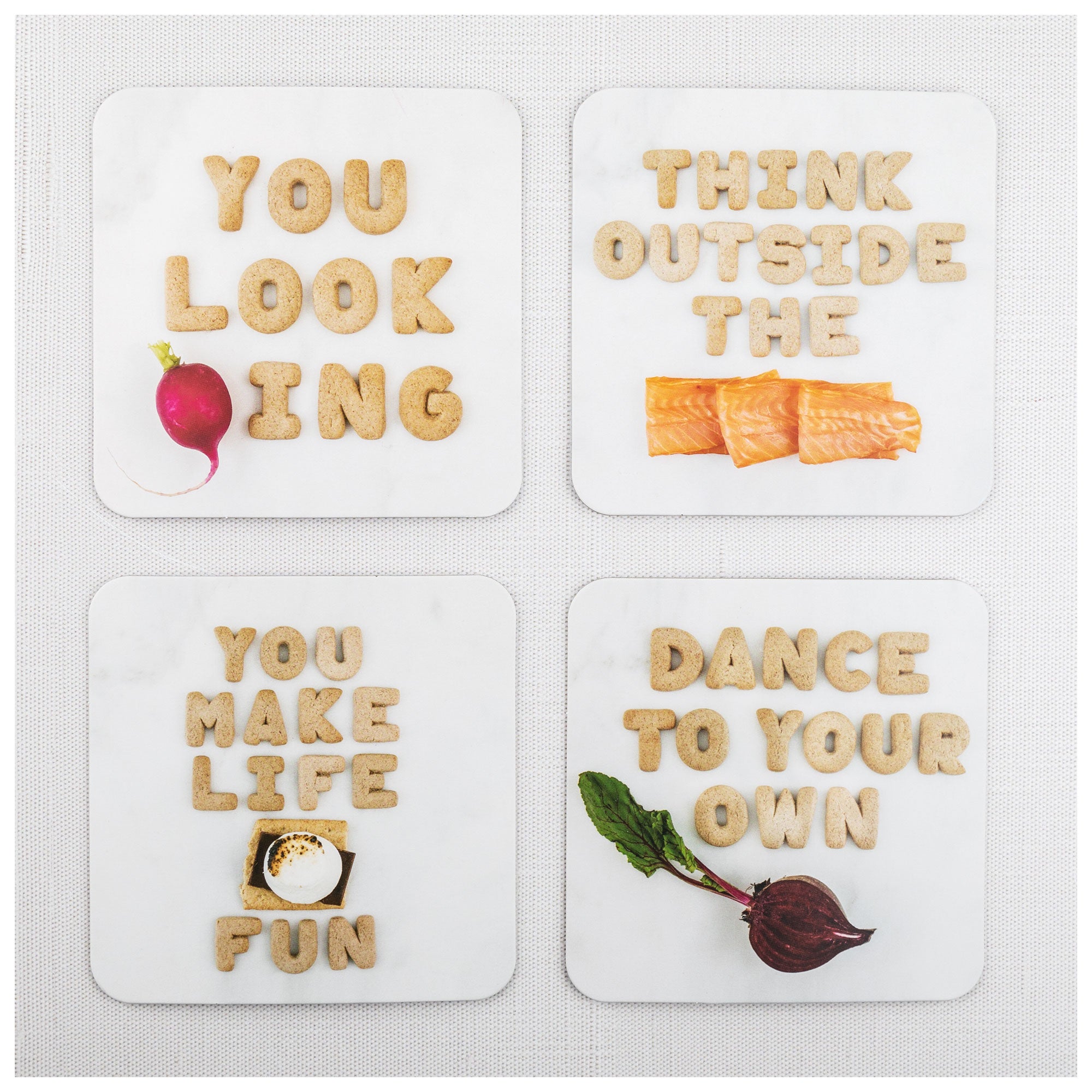 Food Pun Cardboard Coasters - Set of 20 - Aaria Tees Aaria Tees