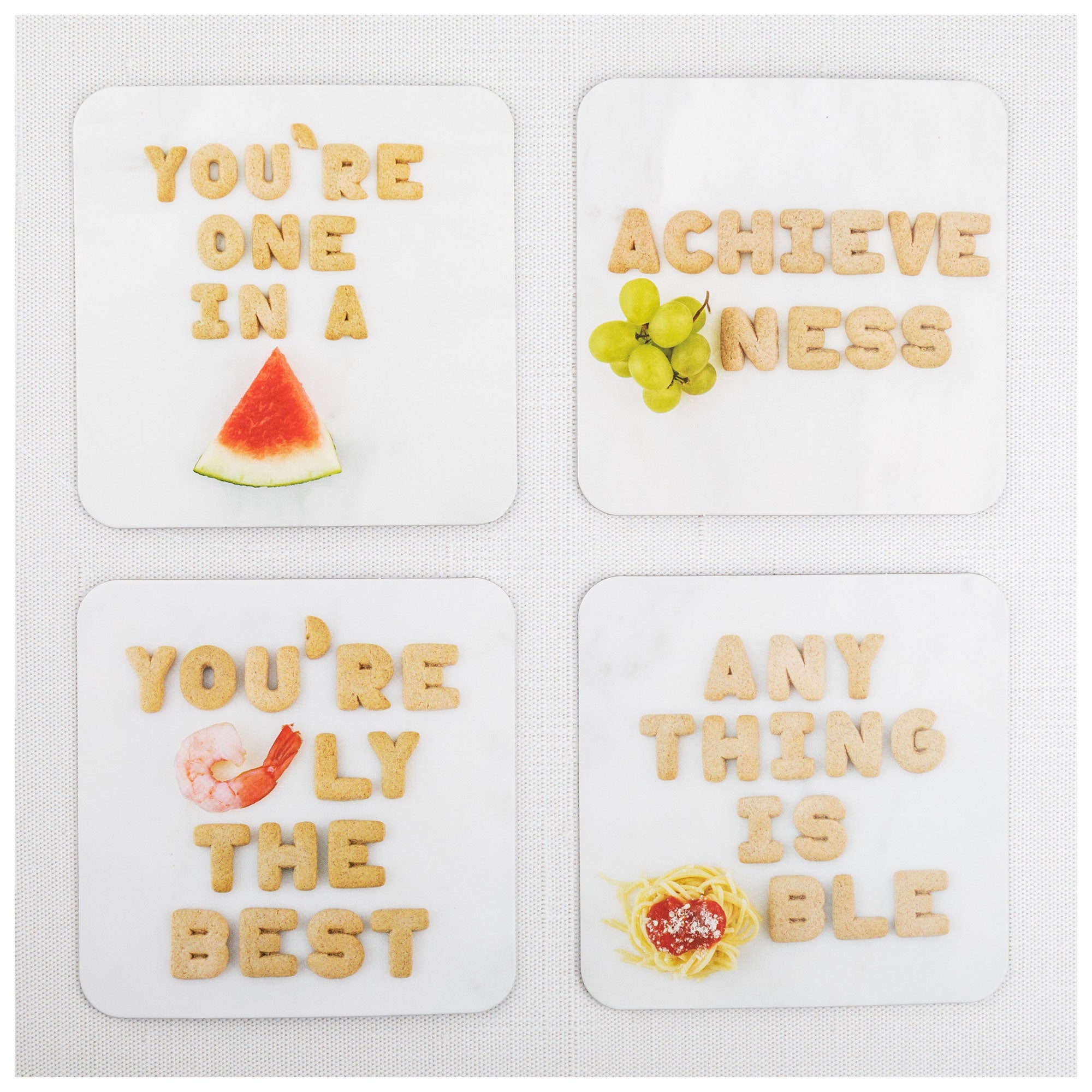 Food Pun Cardboard Coasters - Set of 20 - Aaria Tees Aaria Tees
