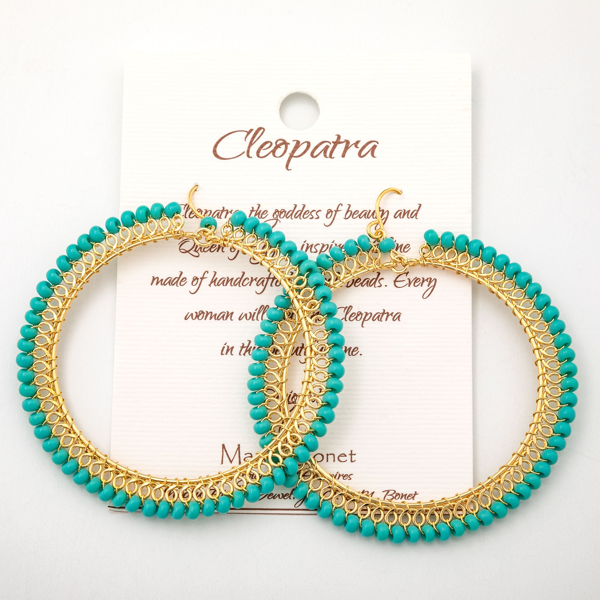 Beaded Gold-Plated Circle Earrings - Aaria Tees Aaria Tees