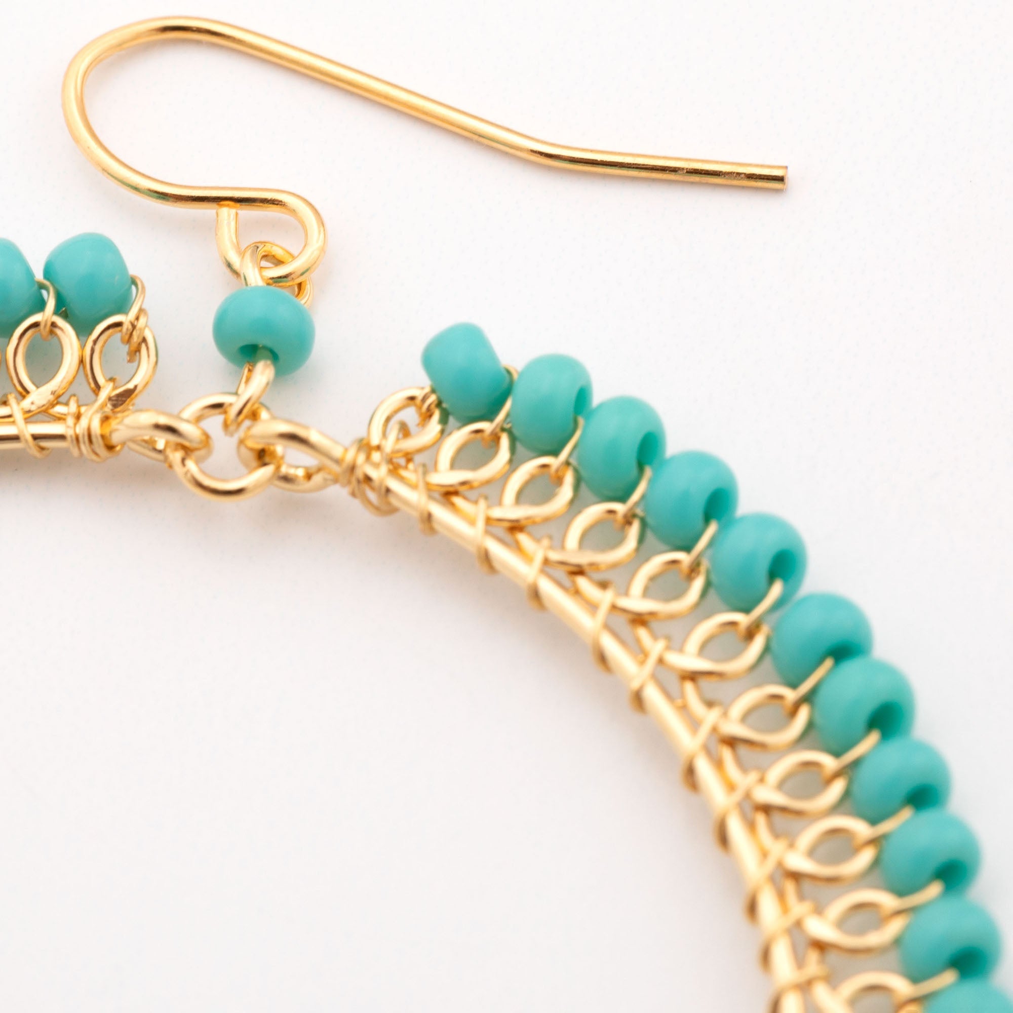 Beaded Gold-Plated Circle Earrings - Aaria Tees Aaria Tees