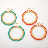 Beaded Gold-Plated Circle Earrings - Aaria Tees Aaria Tees