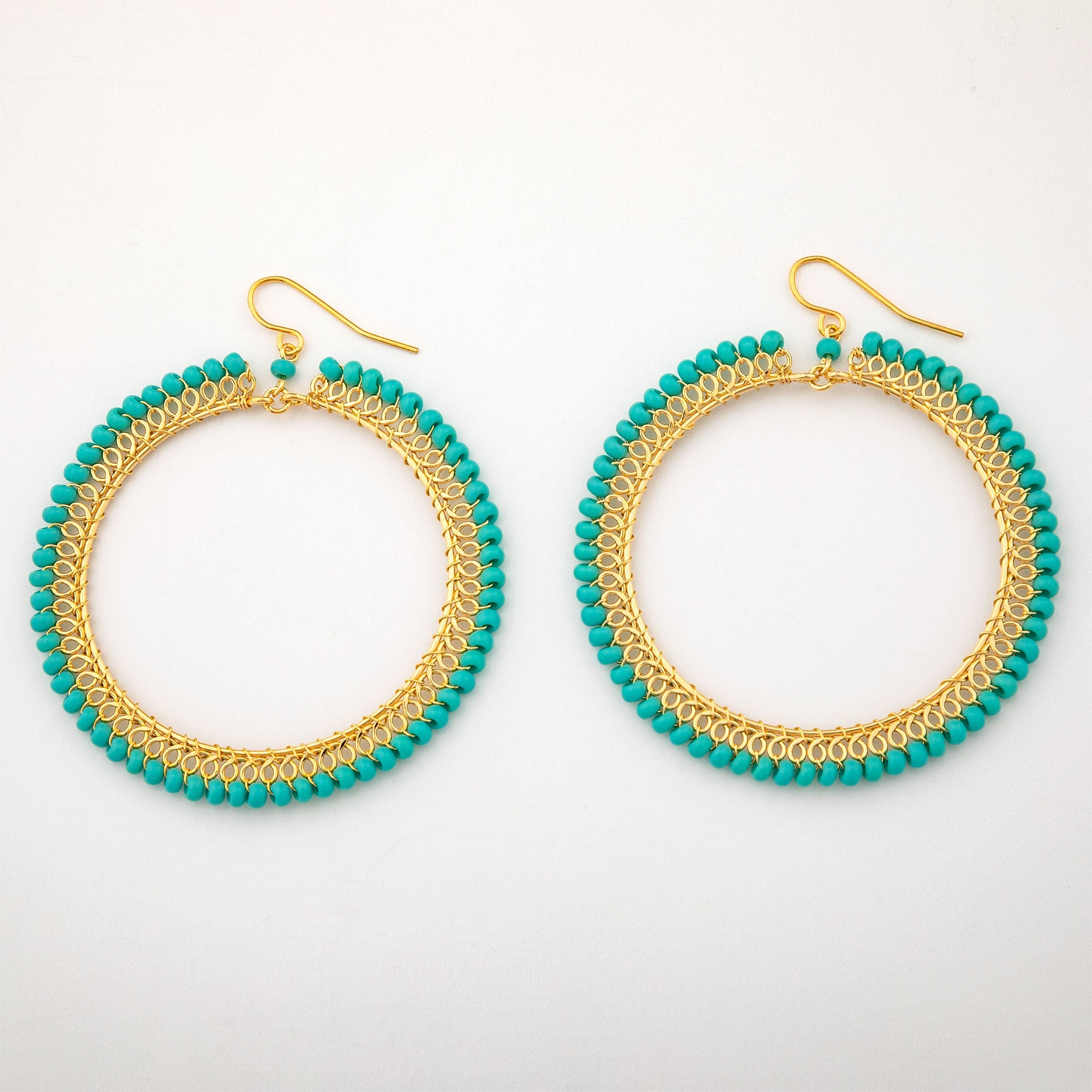 Beaded Gold-Plated Circle Earrings - Aaria Tees Aaria Tees