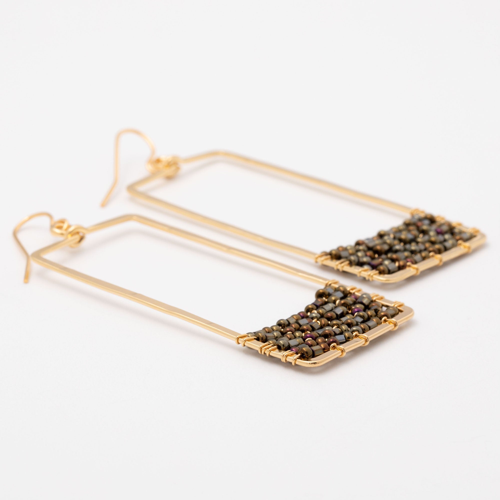 Golden Rectangle & Crystal Earrings - Aaria Tees Aaria Tees