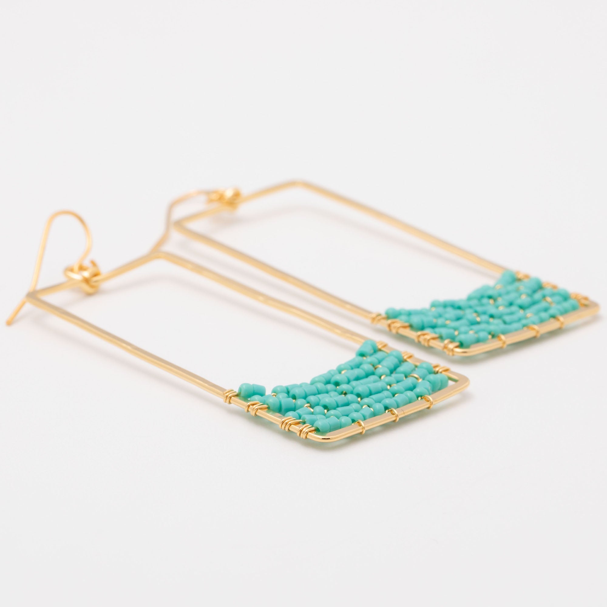 Golden Rectangle & Crystal Earrings - Aaria Tees Aaria Tees