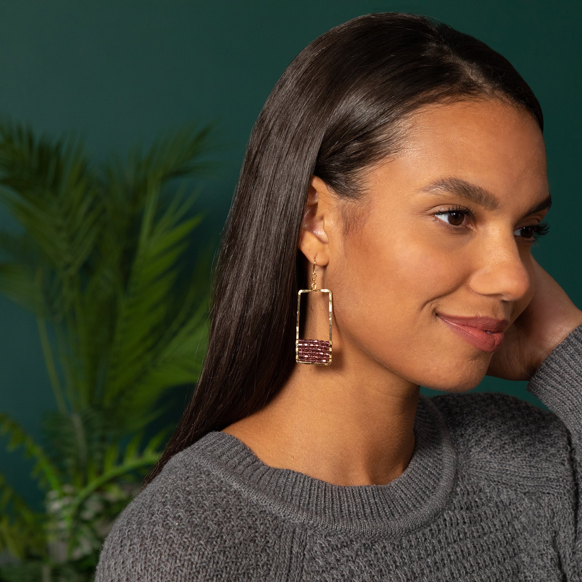 Golden Rectangle & Crystal Earrings - Aaria Tees Aaria Tees