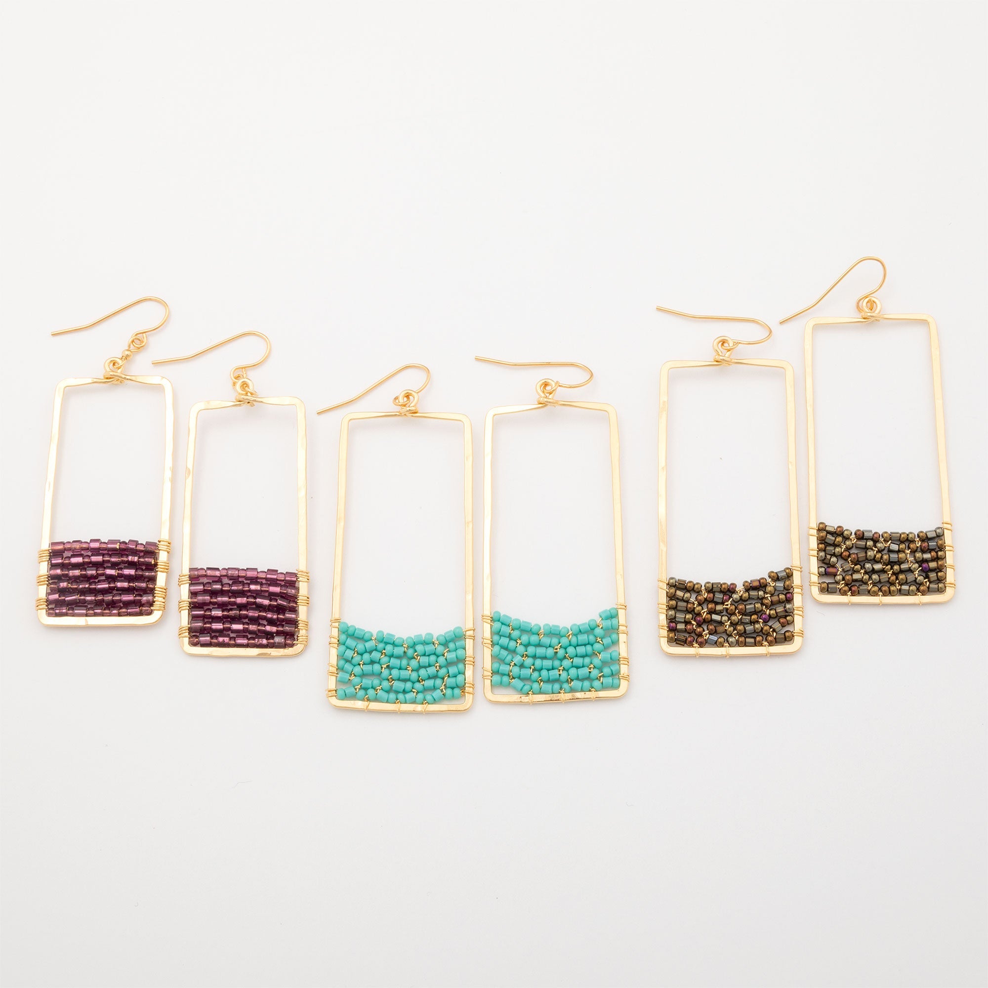 Golden Rectangle & Crystal Earrings - Aaria Tees Aaria Tees