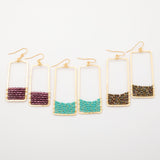Golden Rectangle & Crystal Earrings - Aaria Tees Aaria Tees