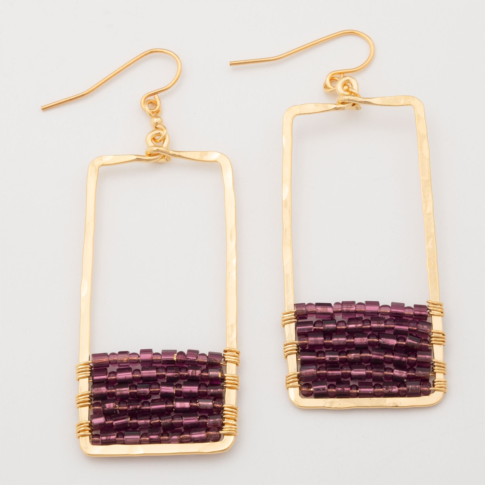 Golden Rectangle & Crystal Earrings - Aaria Tees Aaria Tees