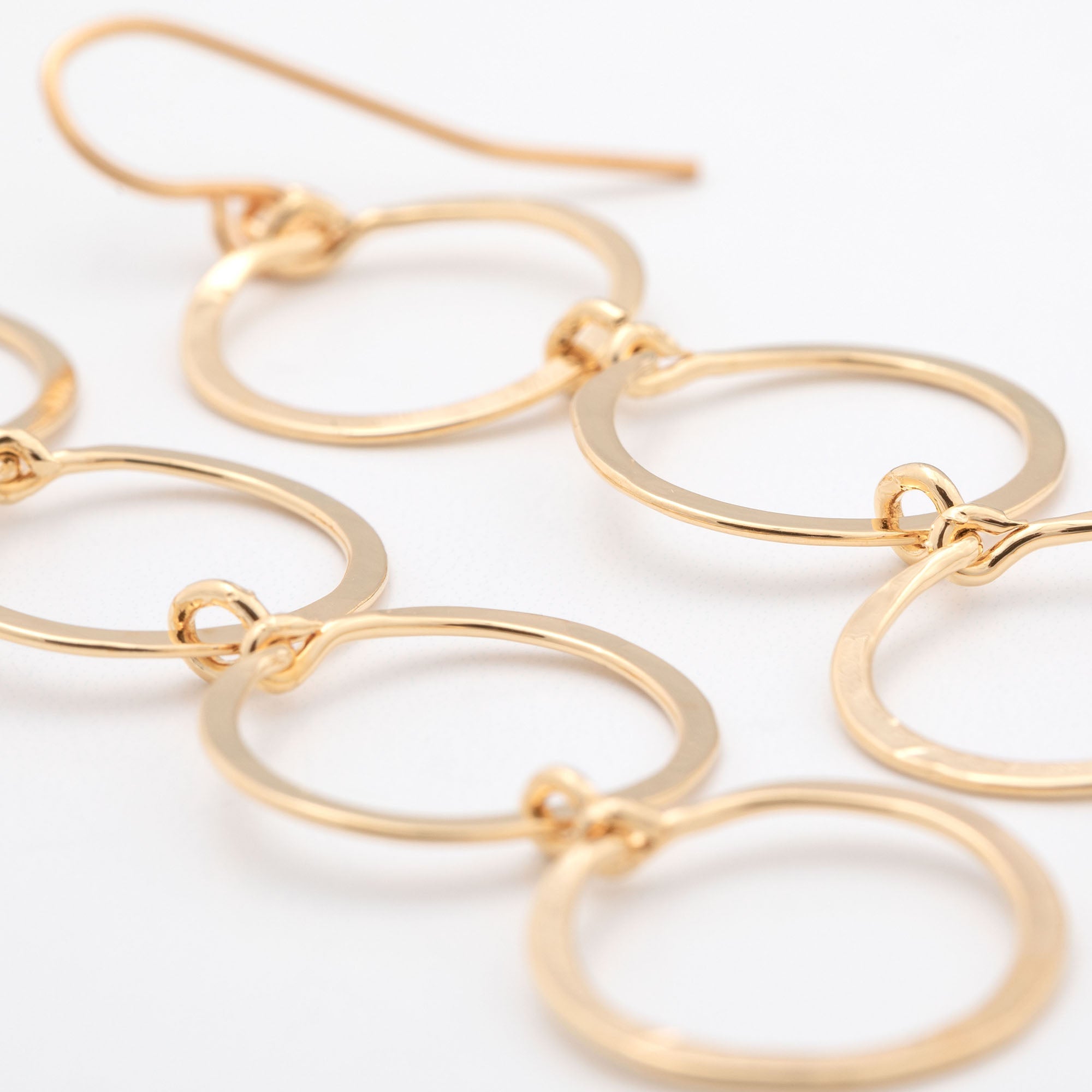 Golden Hammered Circle Fall Earrings - Aaria Tees Aaria Tees