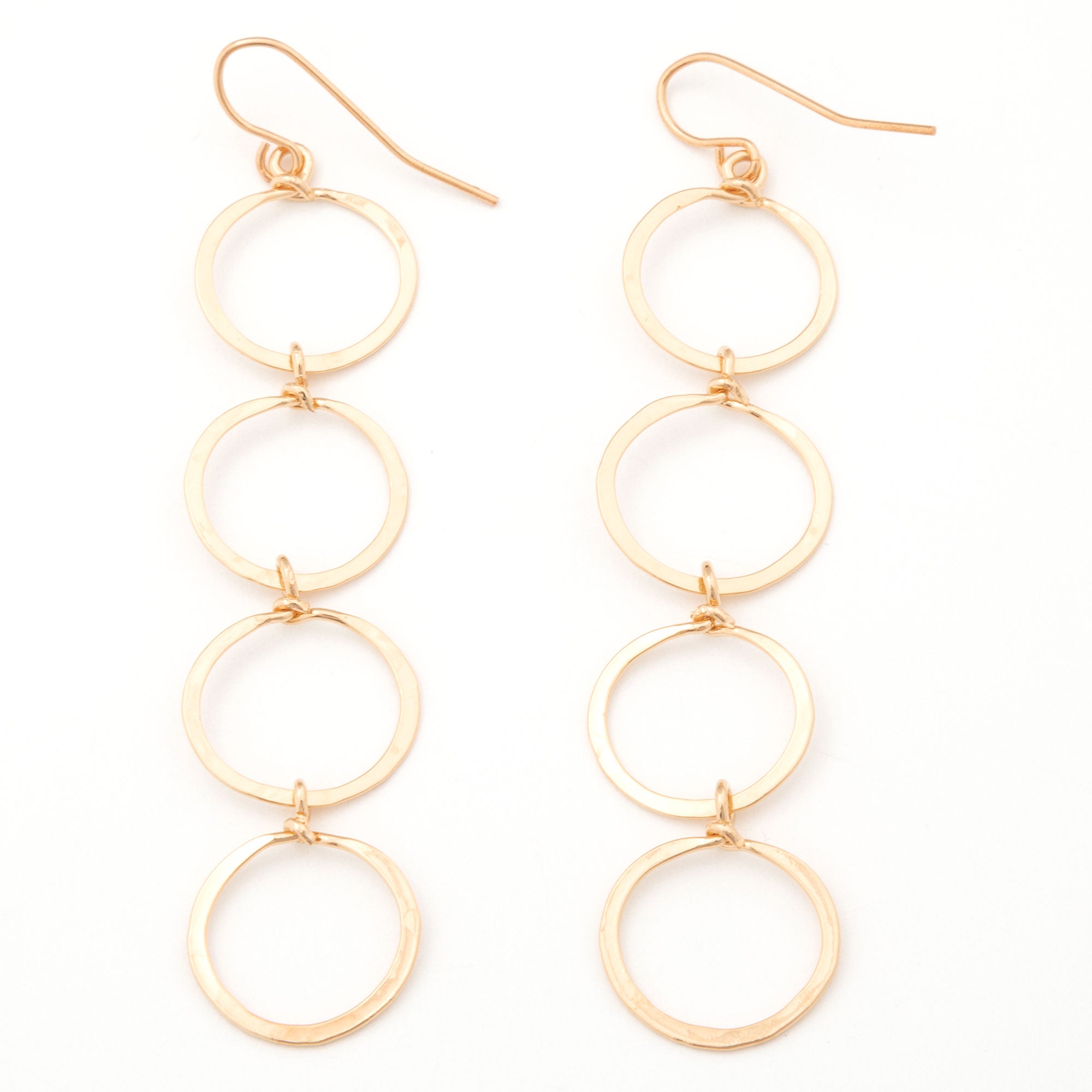 Golden Hammered Circle Fall Earrings - Aaria Tees Aaria Tees
