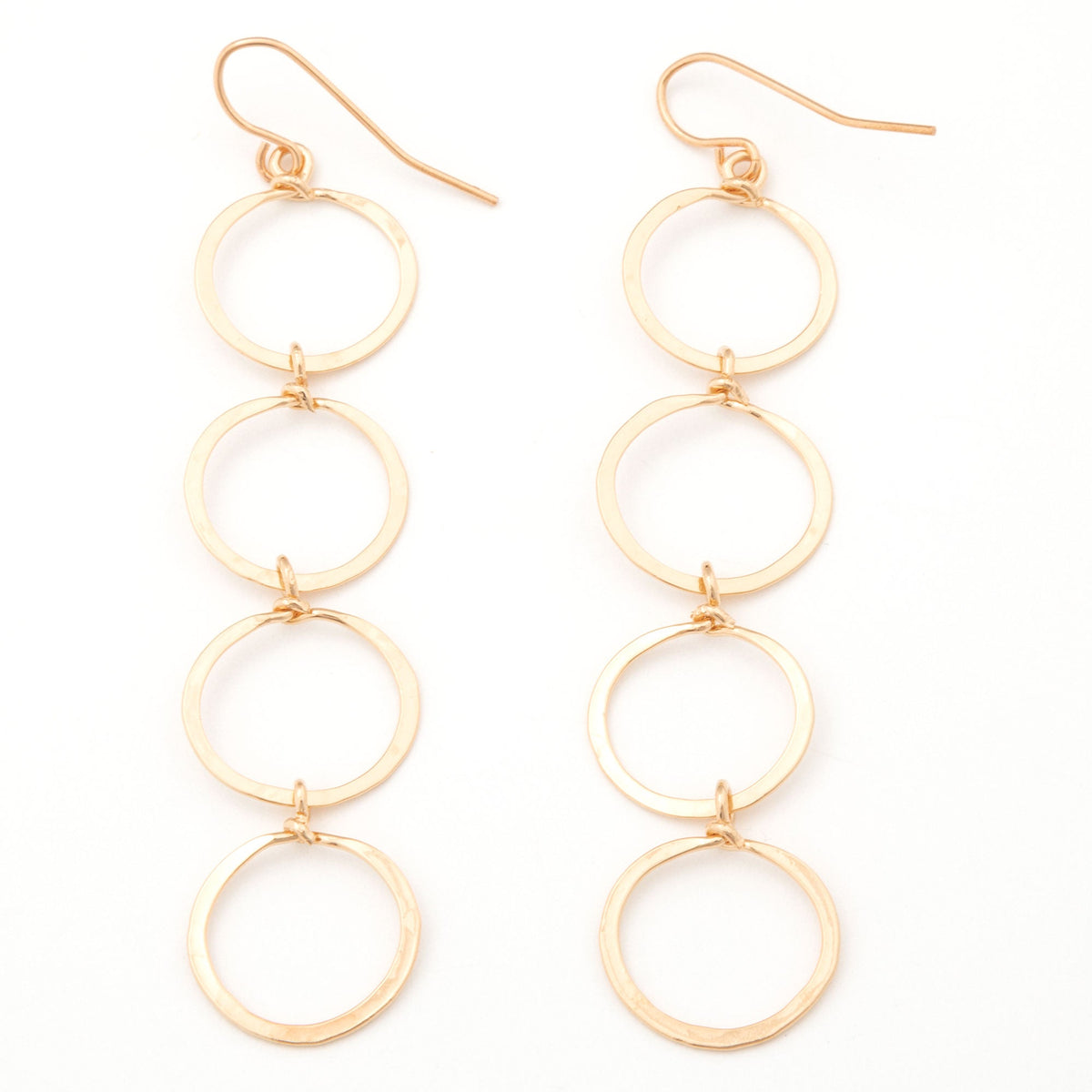 Golden Hammered Circle Fall Earrings - Aaria Tees