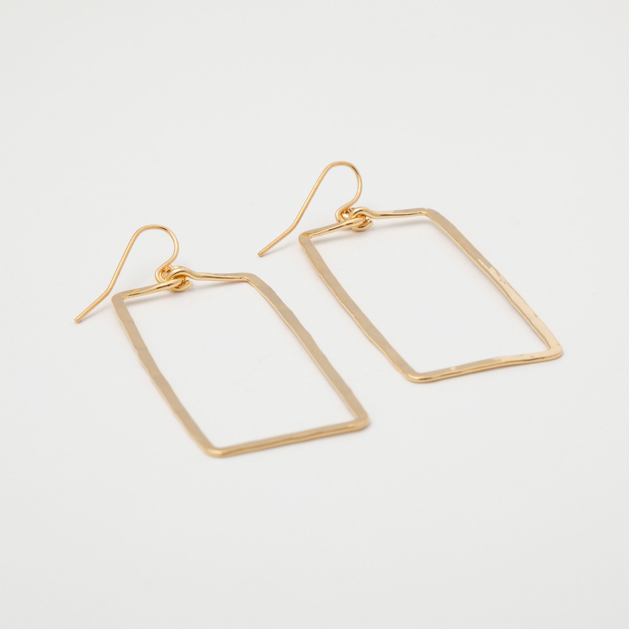 Elegant Golden Hammered Rectangle Earrings - Aaria Tees Aaria Tees