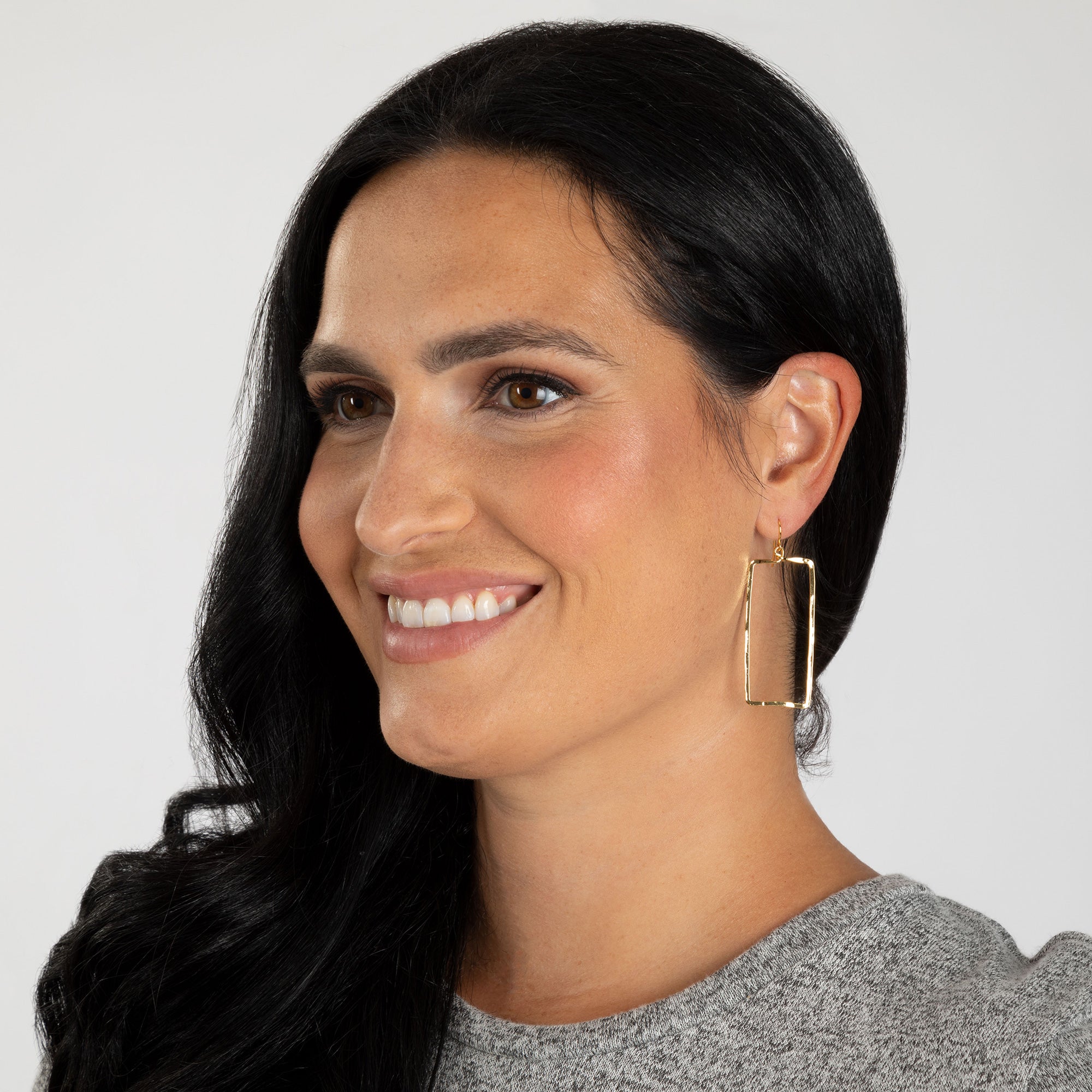Elegant Golden Hammered Rectangle Earrings - Aaria Tees Aaria Tees