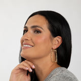 Elegant Golden Hammered Rectangle Earrings - Aaria Tees Aaria Tees