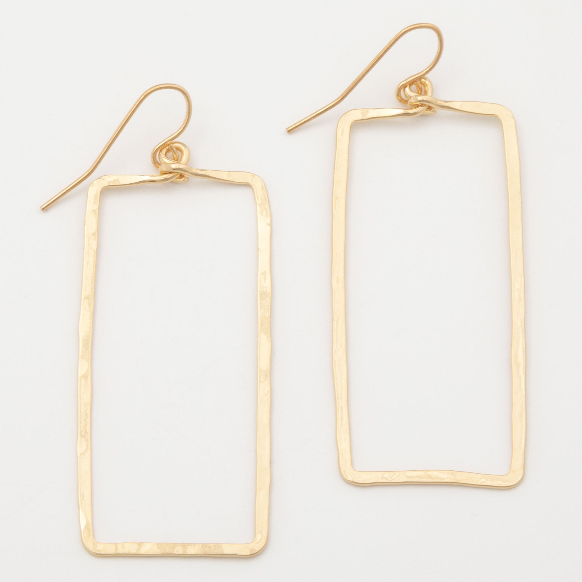 Elegant Golden Hammered Rectangle Earrings - Aaria Tees Aaria Tees